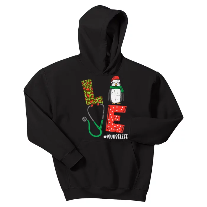 Festive Penguin Nurses Spreading Love this Christmas Kids Hoodie