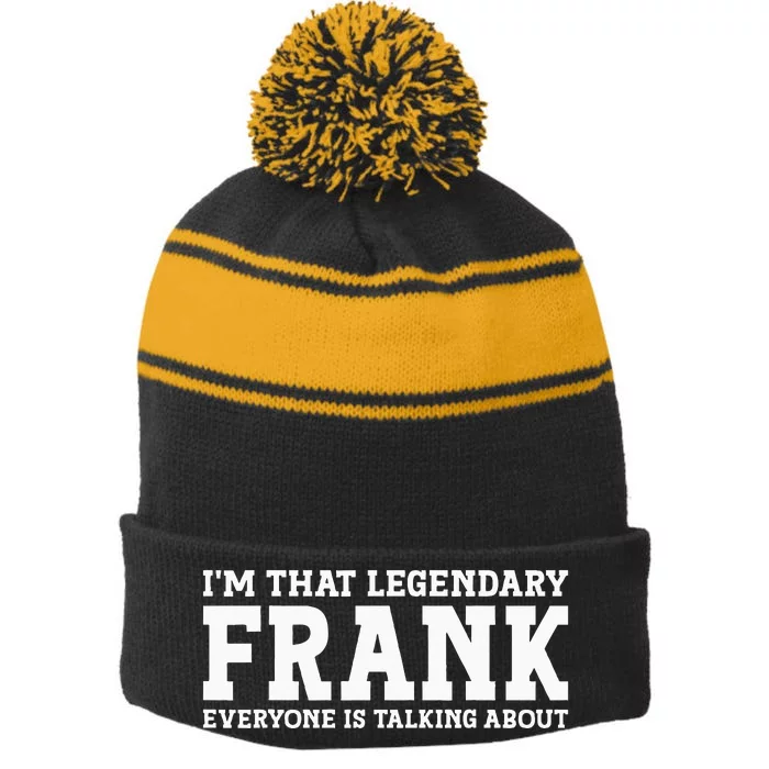 Frank Personal Name Funny Frank Stripe Pom Pom Beanie