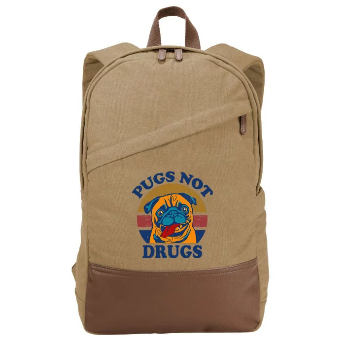 Funny Pugs Not Drugs Gift for Pug Lovers Cotton Canvas Backpack