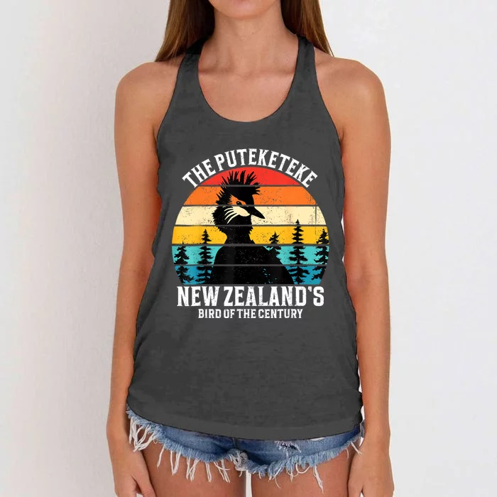 Funny Puteketeke New ZealandS Bird Of The Century Vintage Women's Knotted Racerback Tank