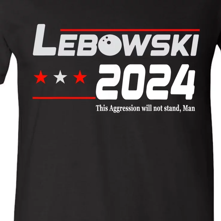 Funny Political Name Lebowski Political Election Vote 2024 V-Neck T-Shirt