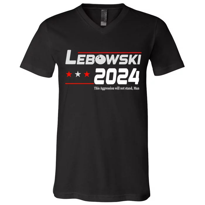 Funny Political Name Lebowski Political Election Vote 2024 V-Neck T-Shirt