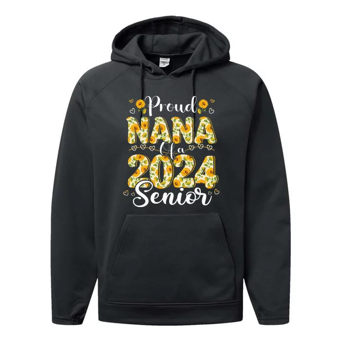 Funny Proud Nana Of A 2024 Graduate Class of 24 Performance Fleece Hoodie