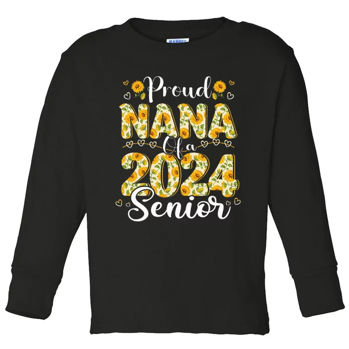 Funny Proud Nana Of A 2024 Graduate Class of 24 Toddler Long Sleeve Shirt