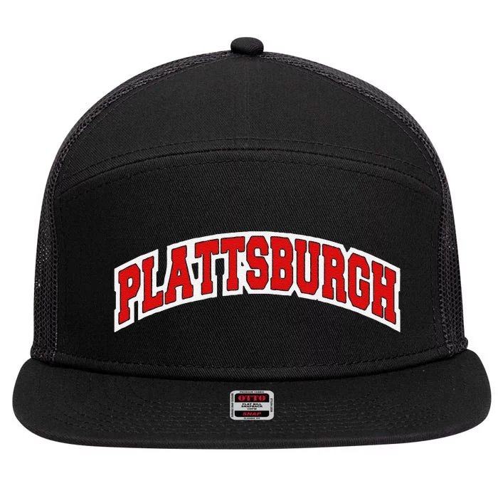 Funny Plattsburgh New York Varsity Style Vintage Gift 7 Panel Mesh Trucker Snapback Hat