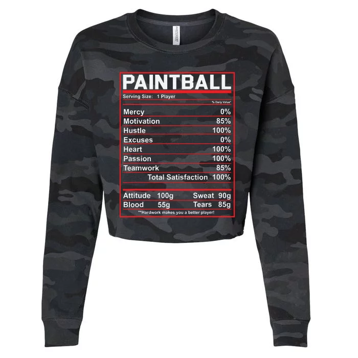 Funny Paintball Nutrition Facts Cropped Pullover Crew