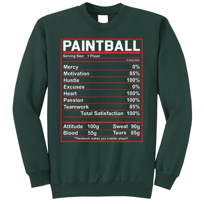 Funny Paintball Nutrition Facts Sweatshirt