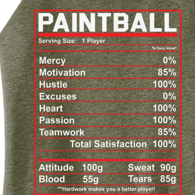 Funny Paintball Nutrition Facts Women’s Perfect Tri Rocker Tank