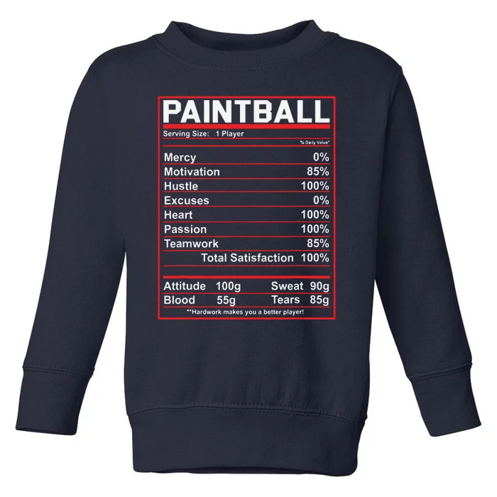 Funny Paintball Nutrition Facts Toddler Sweatshirt