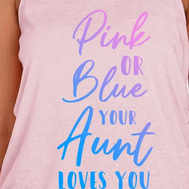 Funny Pink Or Blue Aunt Loves You Nephew Niece Gender Reveal Gift Women's Knotted Racerback Tank