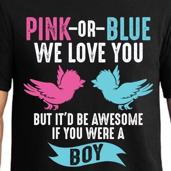 Funny Pink Or Blue We Love You Cute Gender Reveal Gift Pajama Set