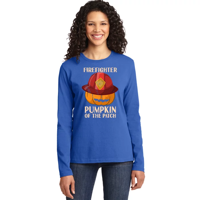 Firefighter Pumpkin Of The Patch Halloween Cute Gift Ladies Long Sleeve Shirt