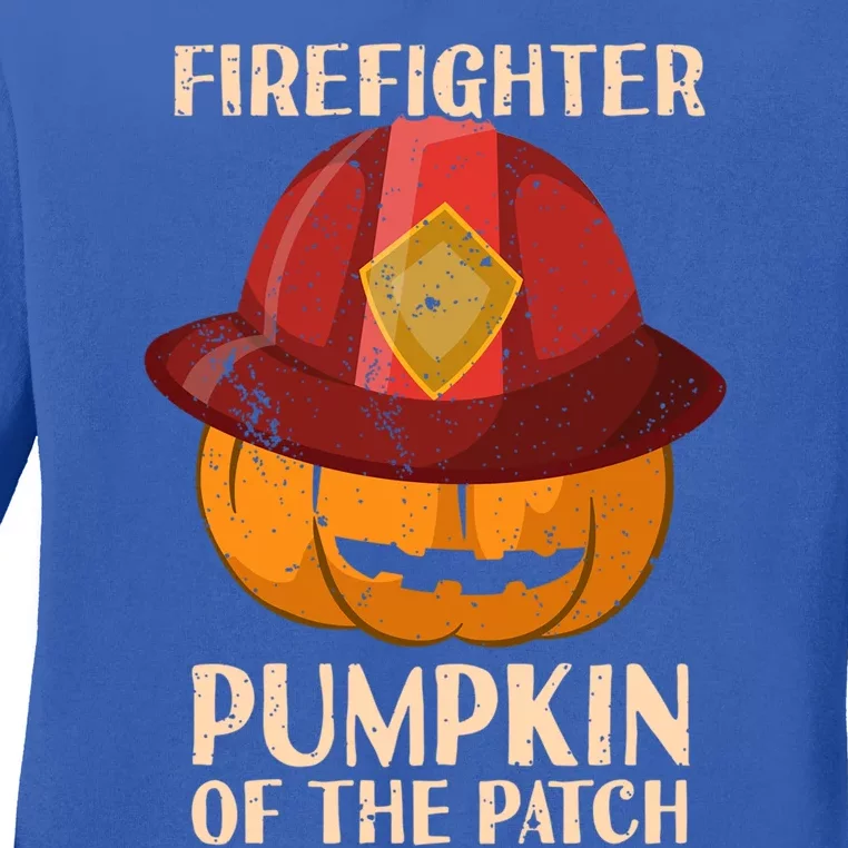 Firefighter Pumpkin Of The Patch Halloween Cute Gift Ladies Long Sleeve Shirt