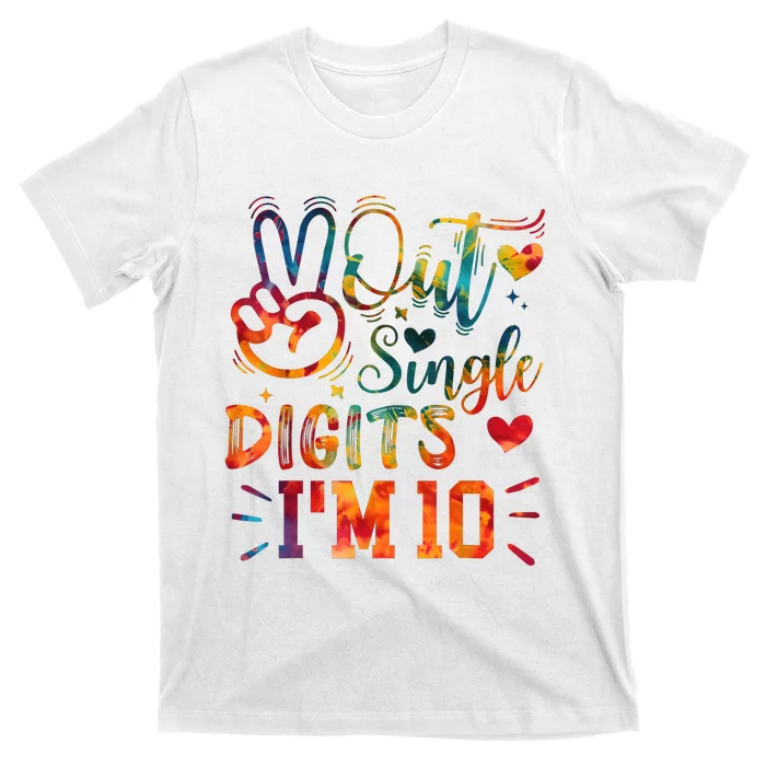 Funny Peace Out Single Digits IM 10 Year Old 10th Birthday T-Shirt