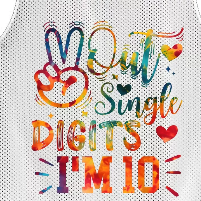 Funny Peace Out Single Digits IM 10 Year Old 10th Birthday Mesh Reversible Basketball Jersey Tank