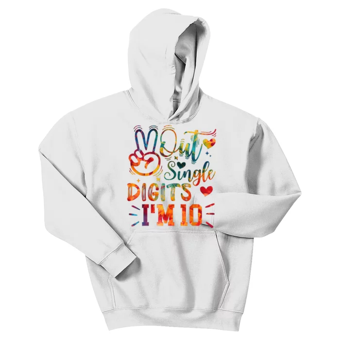 Funny Peace Out Single Digits IM 10 Year Old 10th Birthday Kids Hoodie