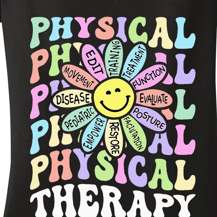 Flower PT Outfit Pediatric Physical Therapy Therapist Women's V-Neck T-Shirt