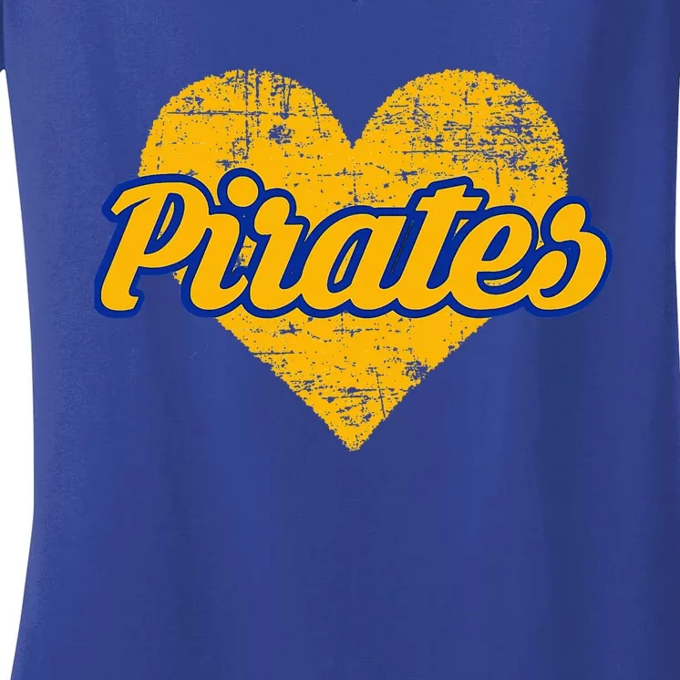 Fairhope Pirates Over Heart Women's V-Neck T-Shirt