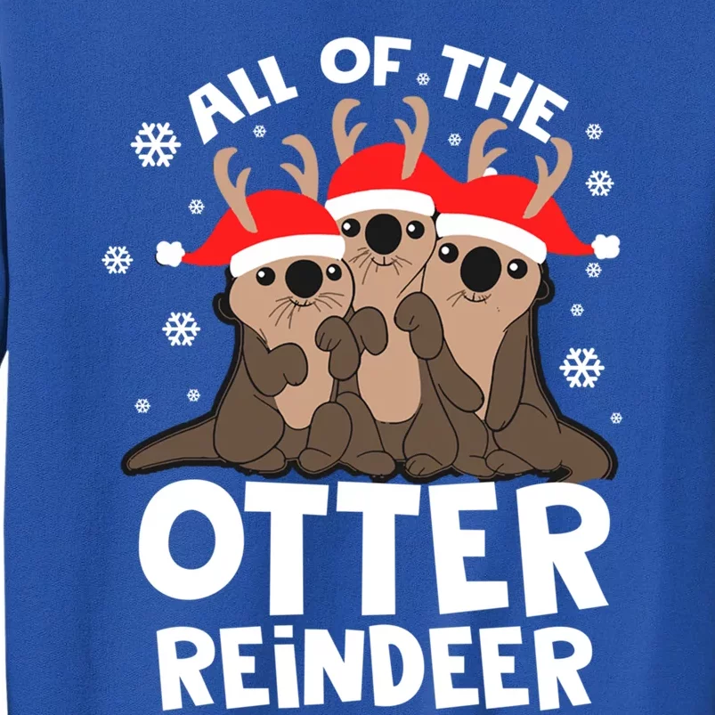 Funny Pajama Otter Reindeer Deer Christmas Xmas Santa Hat Gift Sweatshirt