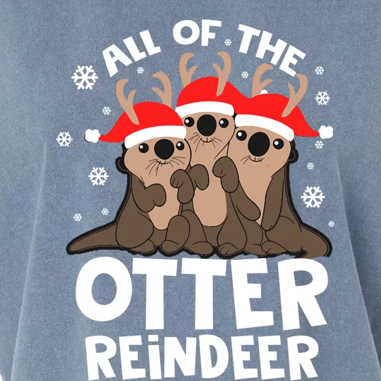 Funny Pajama Otter Reindeer Deer Christmas Xmas Santa Hat Gift Garment-Dyed Women's Muscle Tee