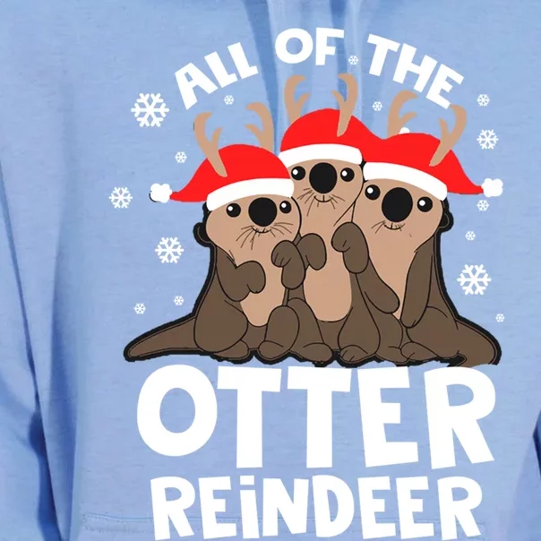 Funny Pajama Otter Reindeer Deer Christmas Xmas Santa Hat Gift Unisex Surf Hoodie