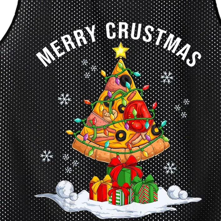 Funny Pizza On Earth Christmas Tree Merry Crustmas Pizzamas Tank Top Mesh Reversible Basketball Jersey Tank