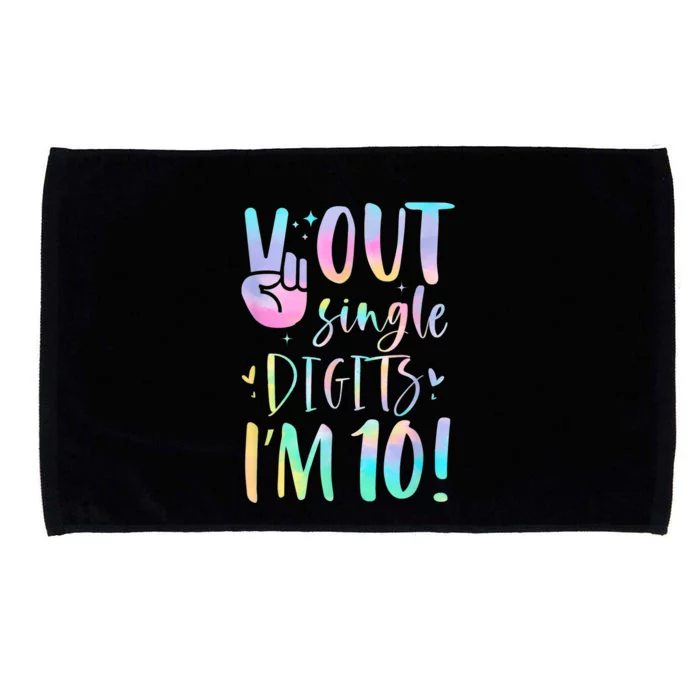 Funny Peace Out Single Digits I'm 10 Year Old 10th Birthday Microfiber Hand Towel