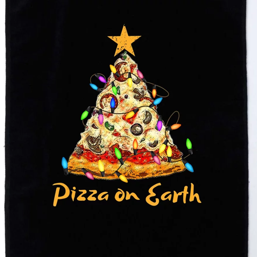 Funny Pizza On Earth Slice Christmas Tree With Lights Gift Platinum Collection Golf Towel