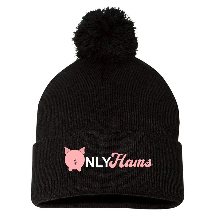 Funny Pig Only Hams Funny Pork Pig Farmer Pom Pom 12in Knit Beanie