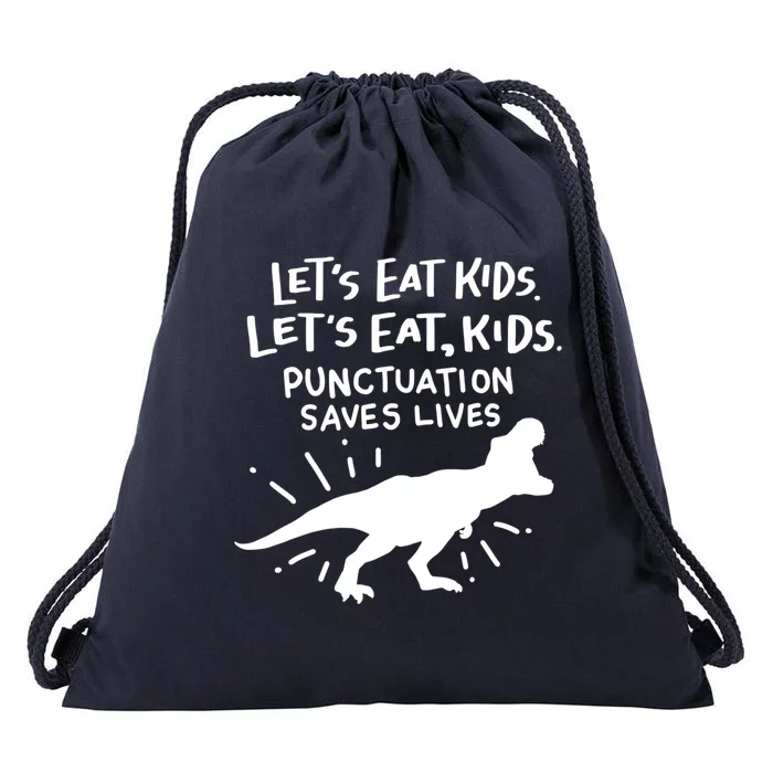 Funny Punctuation Of English Lets Eat Kids Grammar Gift Drawstring Bag