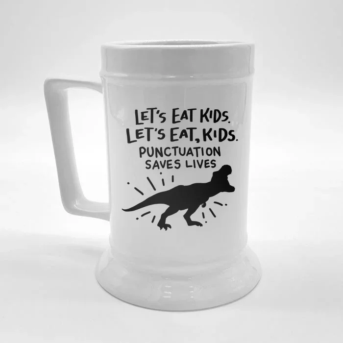 Funny Punctuation Of English Lets Eat Kids Grammar Gift Front & Back Beer Stein