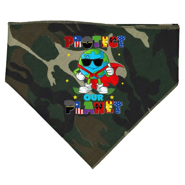 Funny Protect Our Planet Cute Earthday Teacher Cute USA-Made Doggie Bandana