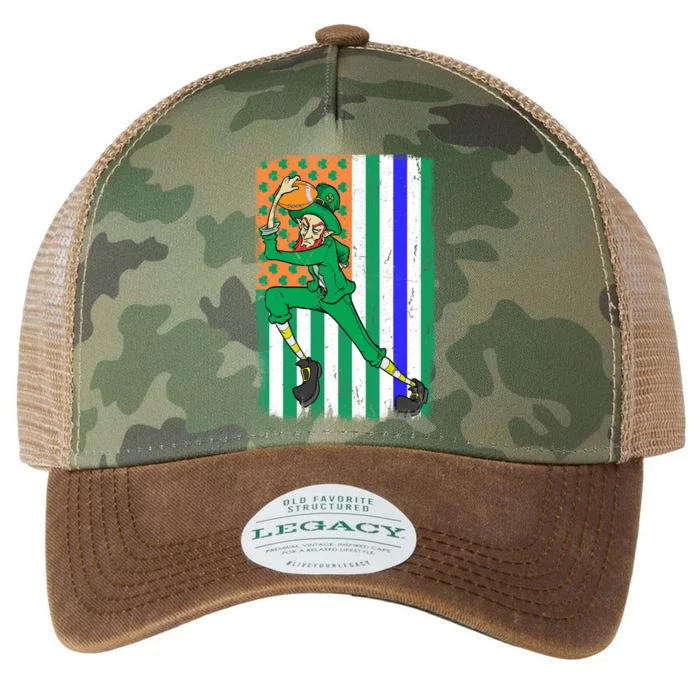 Football Police Officer Cop Irish Usa Flag St Patrick's Day Gift Legacy Tie Dye Trucker Hat