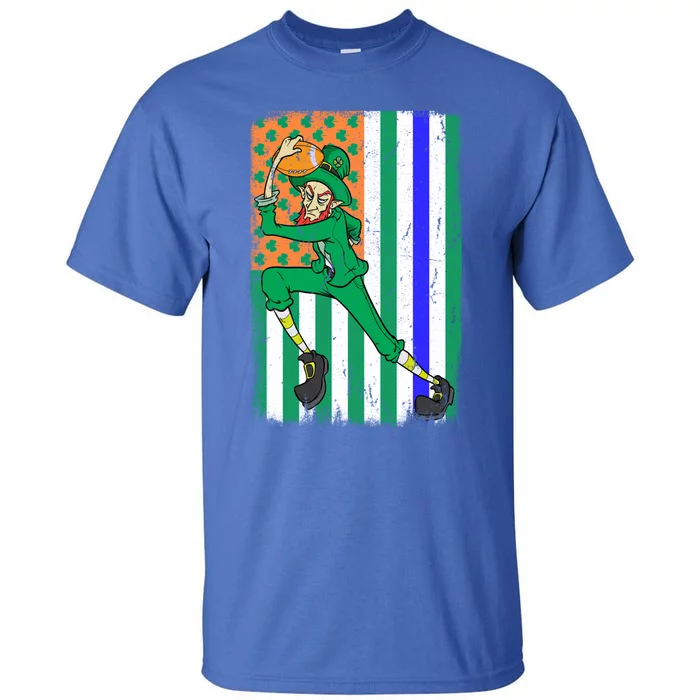 Football Police Officer Cop Irish Usa Flag St Patrick's Day Gift Tall T-Shirt