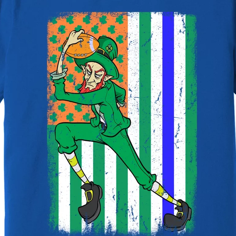 Football Police Officer Cop Irish Usa Flag St Patrick's Day Gift Premium T-Shirt