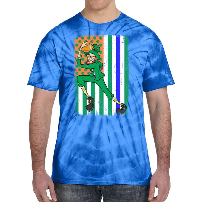 Football Police Officer Cop Irish Usa Flag St Patrick's Day Gift Tie-Dye T-Shirt