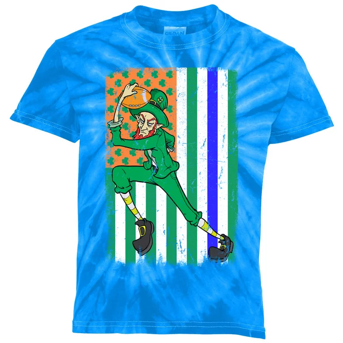 Football Police Officer Cop Irish Usa Flag St Patrick's Day Gift Kids Tie-Dye T-Shirt