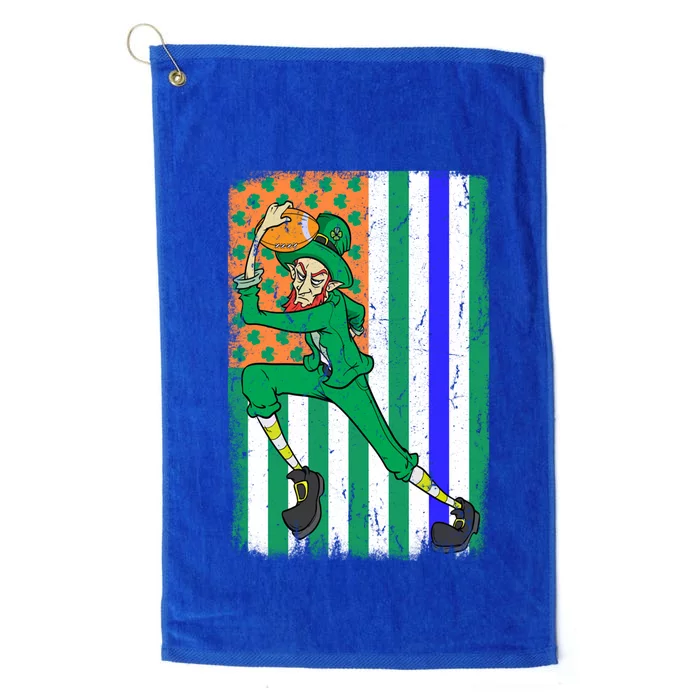 Football Police Officer Cop Irish Usa Flag St Patrick's Day Gift Platinum Collection Golf Towel