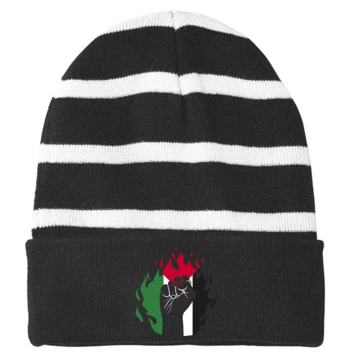 Free Palestine Palestine Flag Striped Beanie with Solid Band