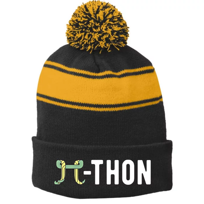 Funny Python Pi Math Teacher Snake Python Pithon Pi Symbol Gift Stripe Pom Pom Beanie