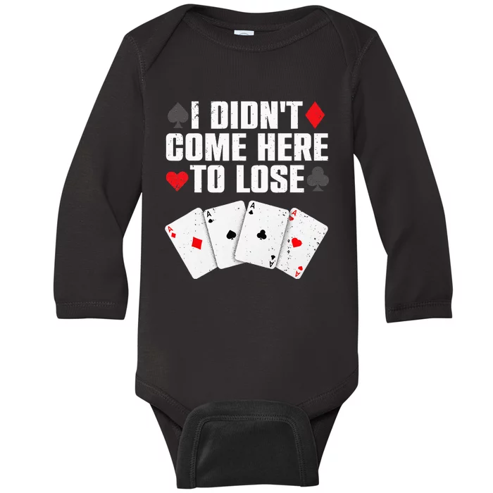 Funny Poker Player Design For Men Women Gamblers Poker Lover Baby Long Sleeve Bodysuit