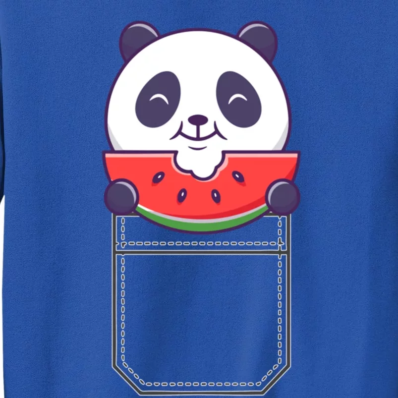 Funny Pocket Panda Melon Peeking Out Cute Panda Melon Gift Sweatshirt