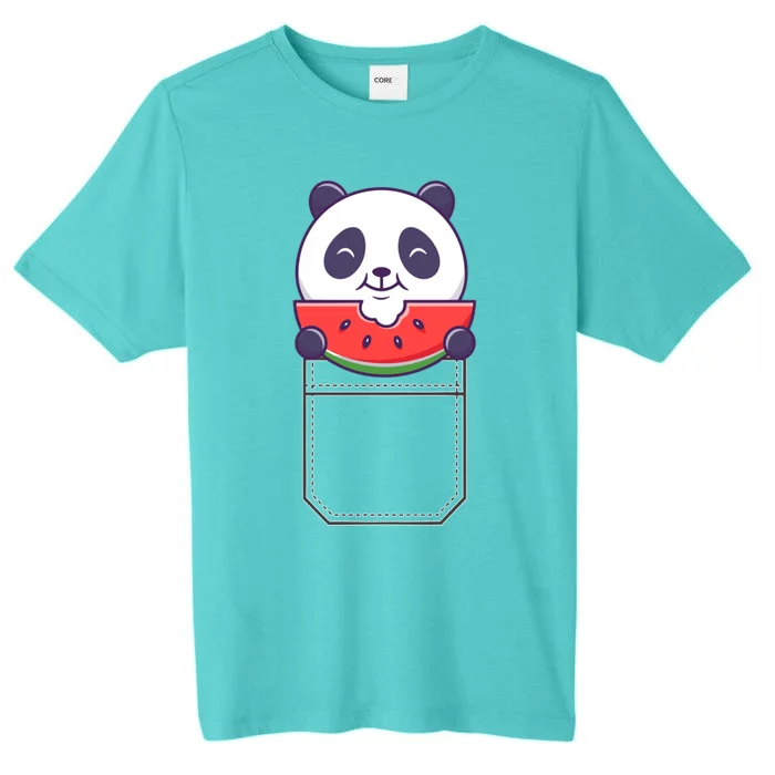 Funny Pocket Panda Melon Peeking Out Cute Panda Melon Gift ChromaSoft Performance T-Shirt