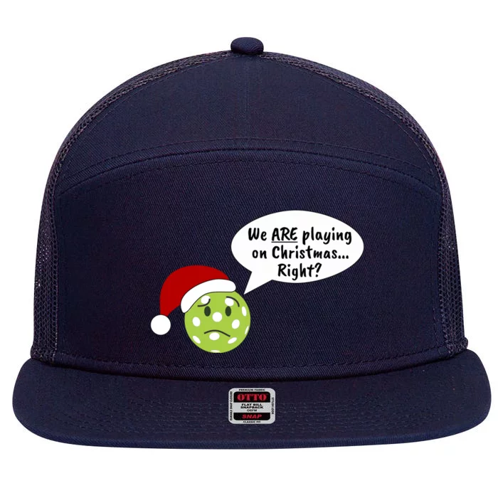 Fun Pickleball | Pickleball Christmas | Pickleball Holiday | Great Pickleball 7 Panel Mesh Trucker Snapback Hat