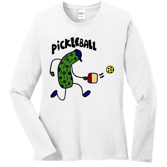 Funny Pickle Playing Pickleball Ladies Long Sleeve Shirt