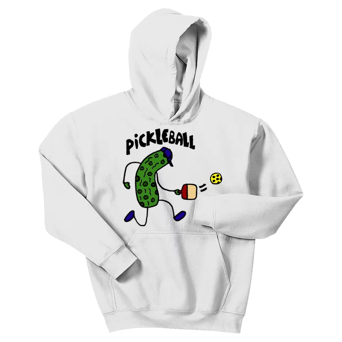 Funny Pickle Playing Pickleball Kids Hoodie