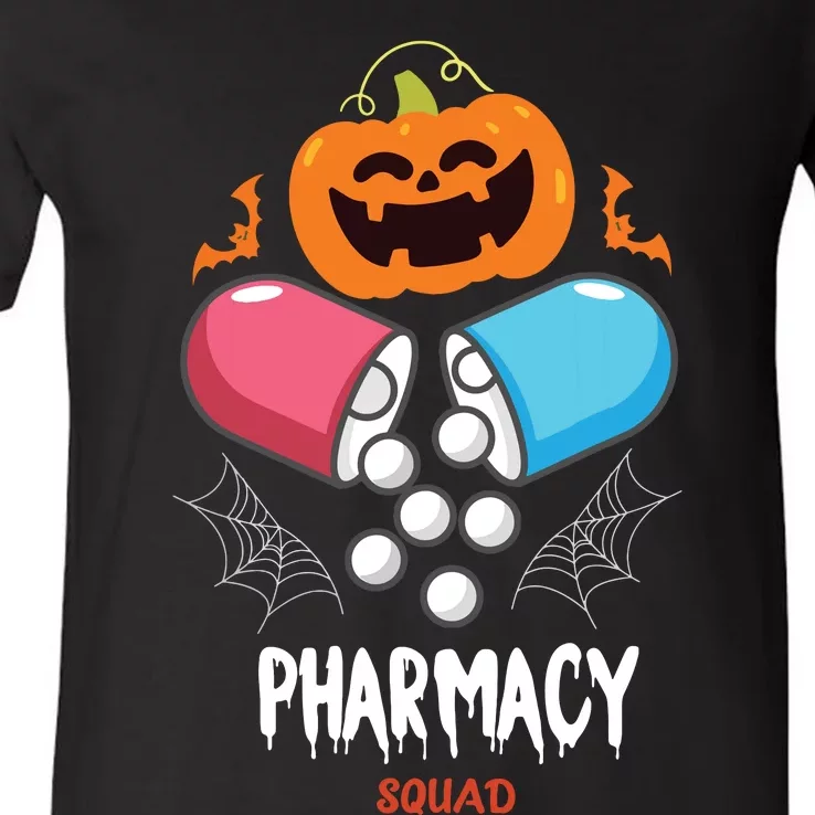 Funny Pills Pharmacy Pharmacist Squad Halloween Costume V-Neck T-Shirt