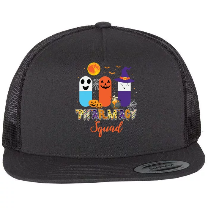 Funny Pills Pharmacy Pharmacist Squad Halloween Costume Flat Bill Trucker Hat