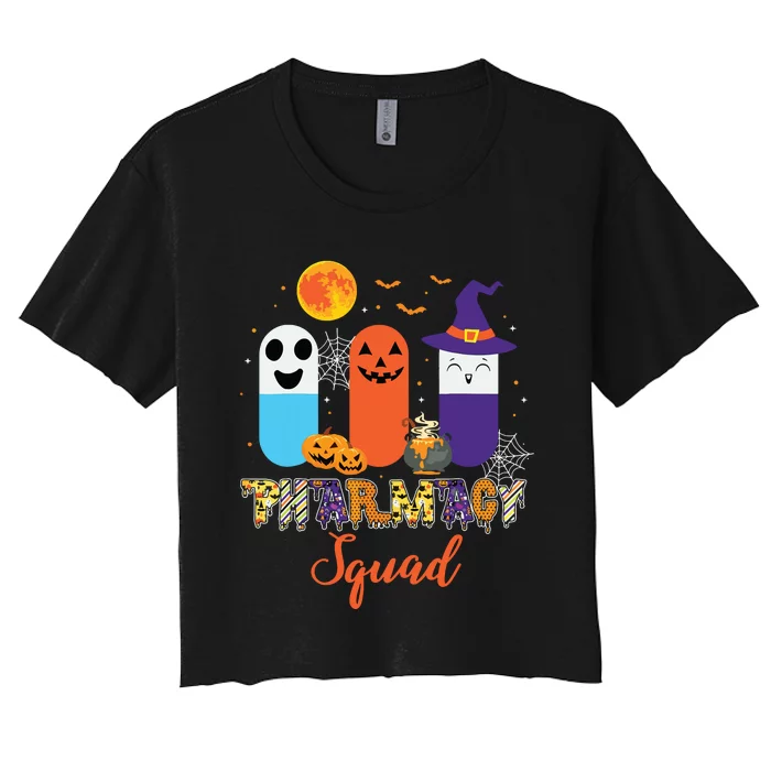 Funny Pills Pharmacy Pharmacist Squad Halloween Costume Women's Crop Top Tee