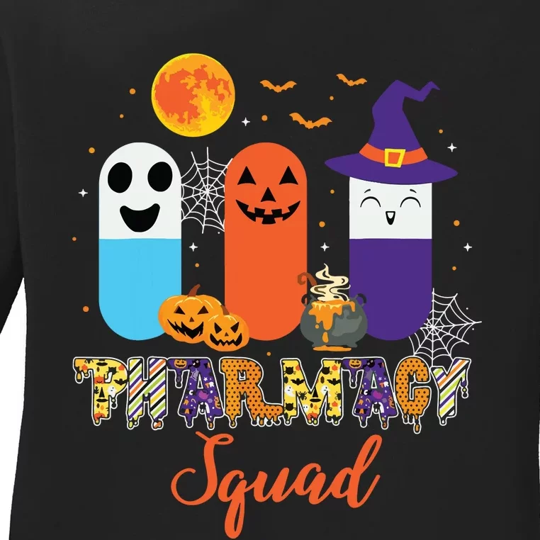 Funny Pills Pharmacy Pharmacist Squad Halloween Costume Ladies Long Sleeve Shirt